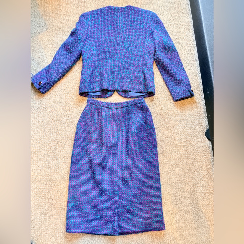Vintage 70’s Pendleton Blue-Purple Tweed Suit Set sz 6 - Picture 2 of 10